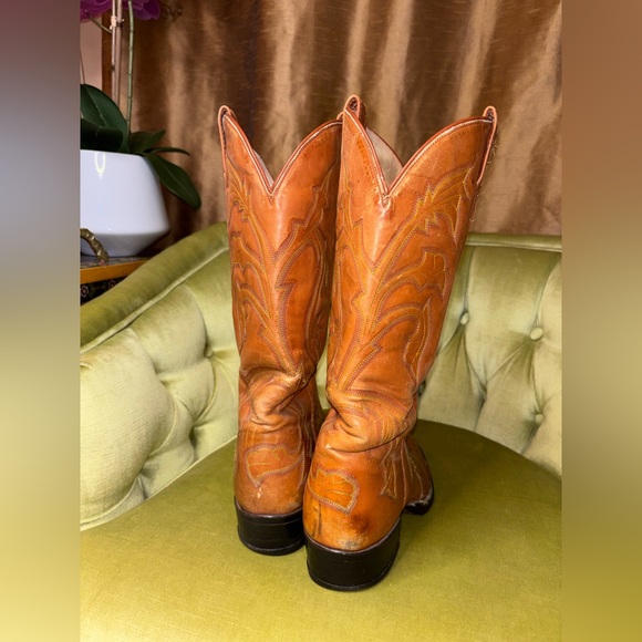 VINTAGE USA COWTOWN OSTRICH LEATHER ENGINEER BOSS BOOTS 10B - Picture 8 of 14